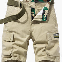 Lässige Cargo-Shorts für Herren mit Gürtel und Taschen in Khaki