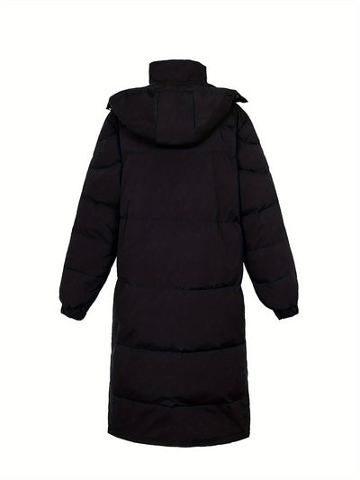 Casual langer warmer Wintermantel in Schwarz mit Polsterung für Herren | Ideal für den Winter