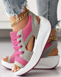 Celeste - Muffin Sandalen mit Kontrastierenden Einsätzen in Heißes Rosa