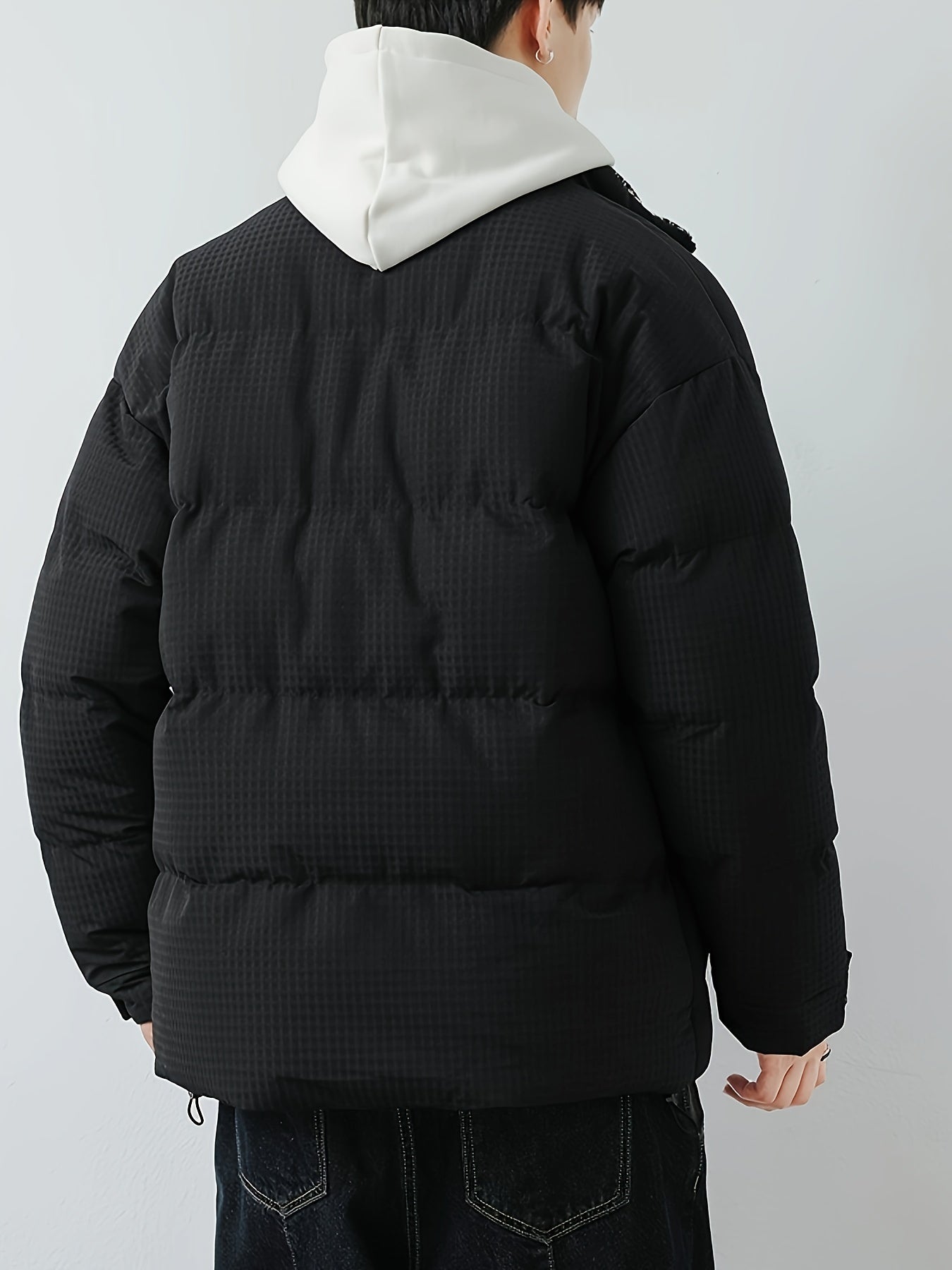 Warme Baumwoll-Steppjacke mit Bandkragen und Reissverschluss für Herren | Ideal für den Winter