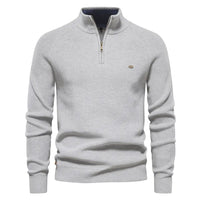 Gianni - Stilvoller Zip-Up Pullover in Hellgrau