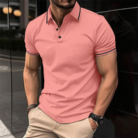 Lewis – Kurzarm-Polo mit klassischem Kragen für Herren in Wassermelonenrot