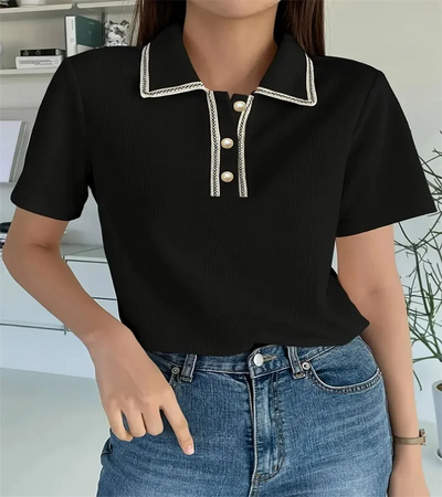 Winnie | Casual T-Shirt mit Knopfleiste in reinen Farben für Frühling und Sommer