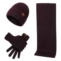 Tough Winter Set mit Mütze, Schal und Handschuhen in Bordeaux