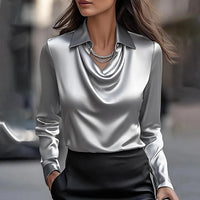 Karin™ | Elegante Satinbluse mit V-Ausschnitt in Grau