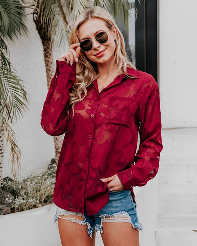 Aulikki® | Durchsichtige Bluse mit Knopfleiste aus Spitze