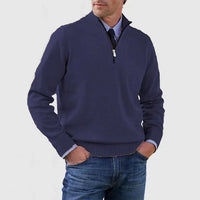 Ben | Modischer Warmer Pullover Mit Halbem Reißverschluss in Dunkelviolett