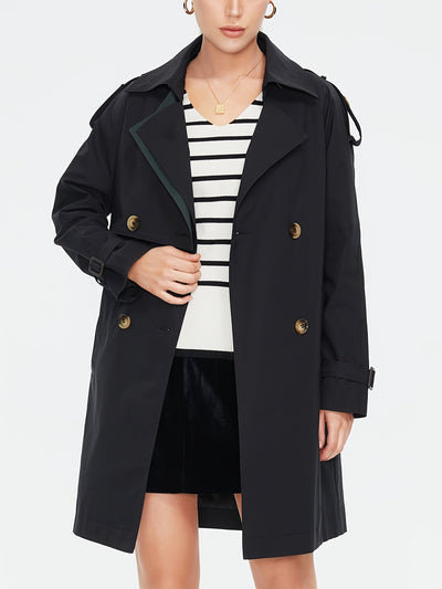 Gracey | Doppelreihiger Damen-Trenchcoat mit verstellbarem Gürtel und Epauletten