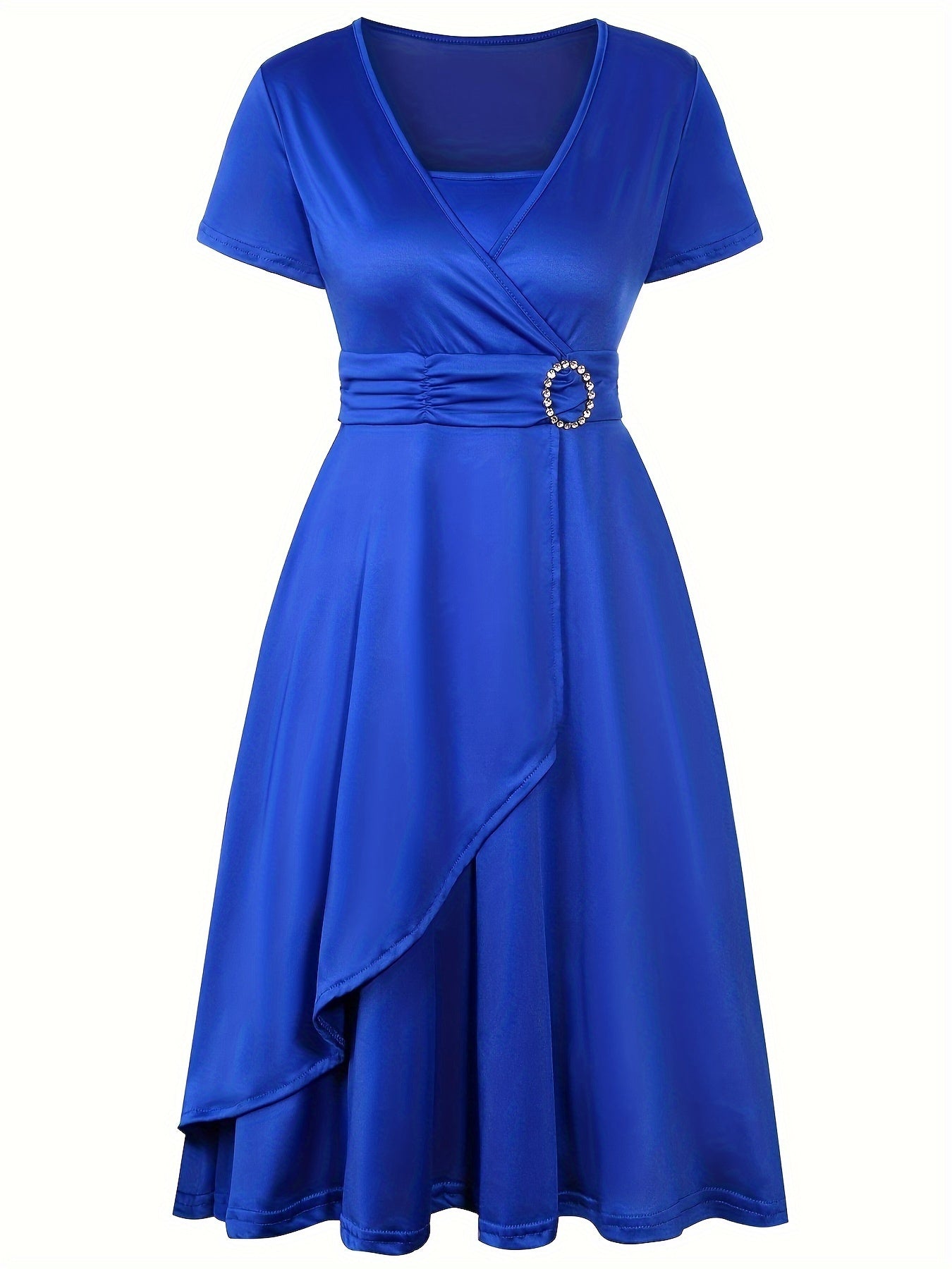Stilvolles Baumwollkleid mit schmaler Passform, asymmetrischem Saum und Bindegürtel für Damen | Ideal für den Sommer