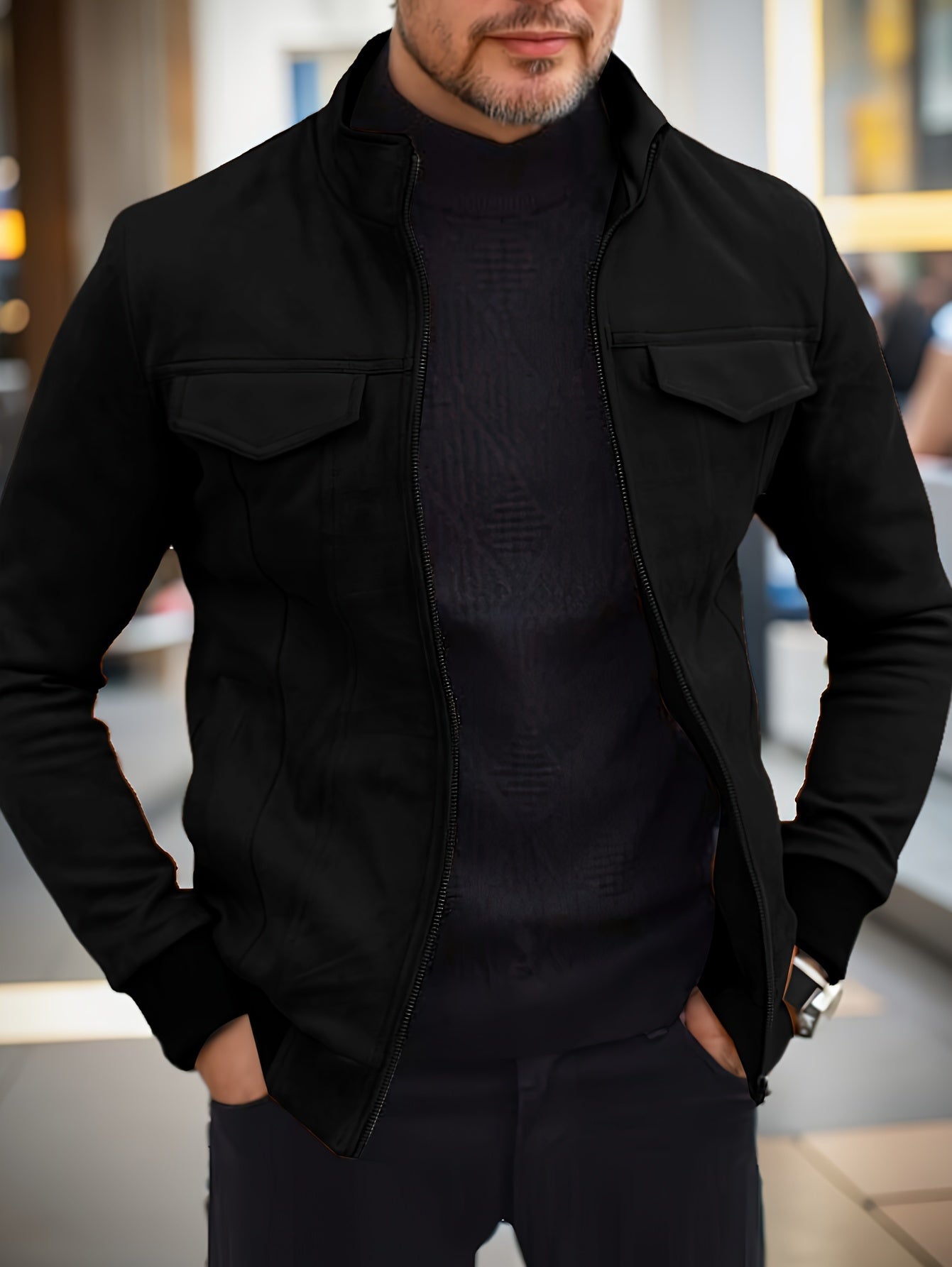 Stilvolle einfarbige warme Fleece-gedruckte Winterjacke für Herren | Ideal für den Winter
