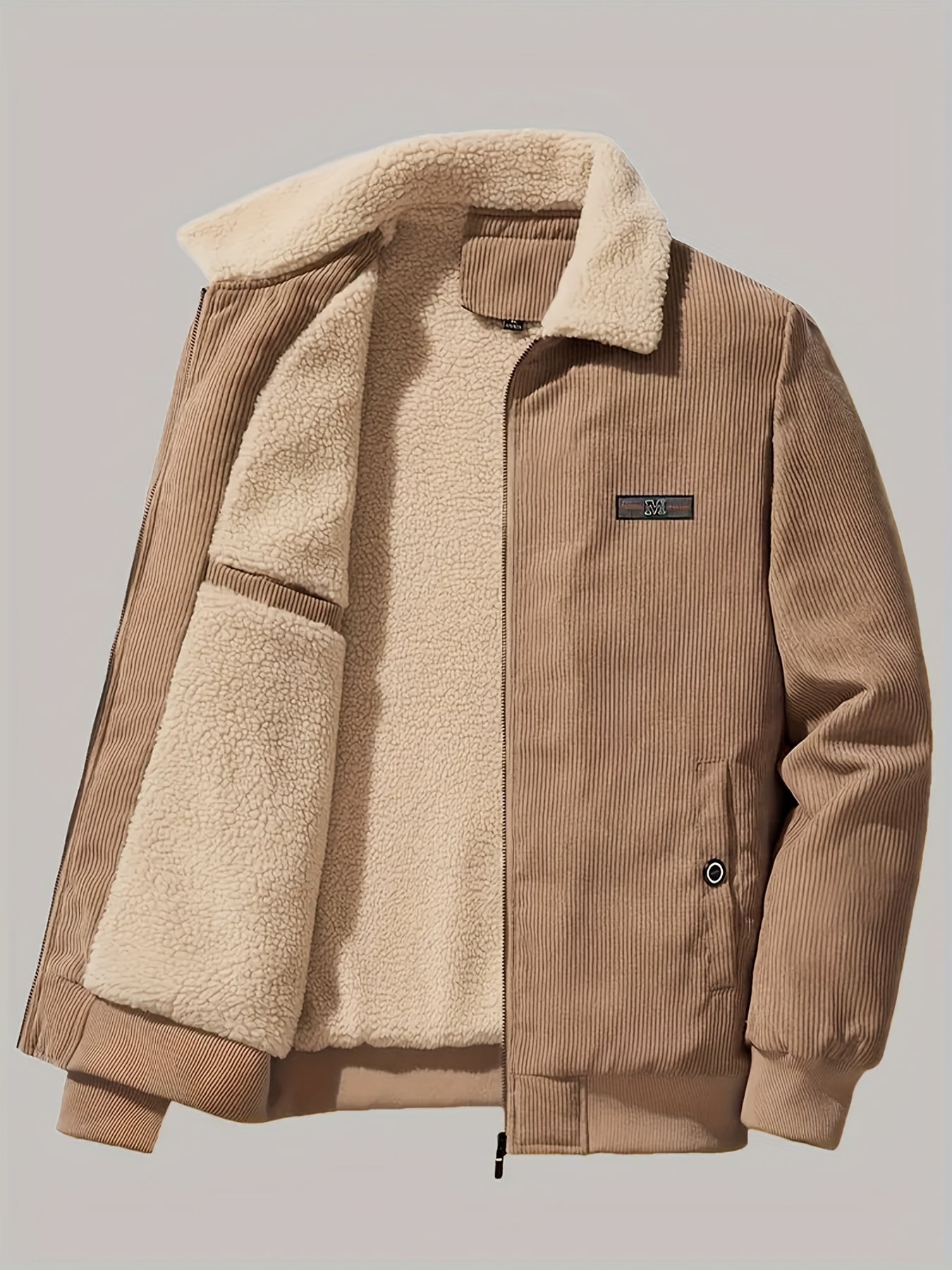 Retro Lange Ärmel Warme Jacke mit Etikettenpatch für Herren | Ideal für den Winter