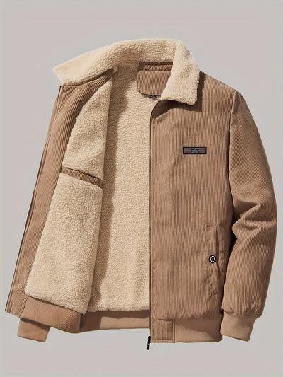 Retro Lange Ärmel Warme Jacke mit Etikettenpatch für Herren | Ideal für den Winter