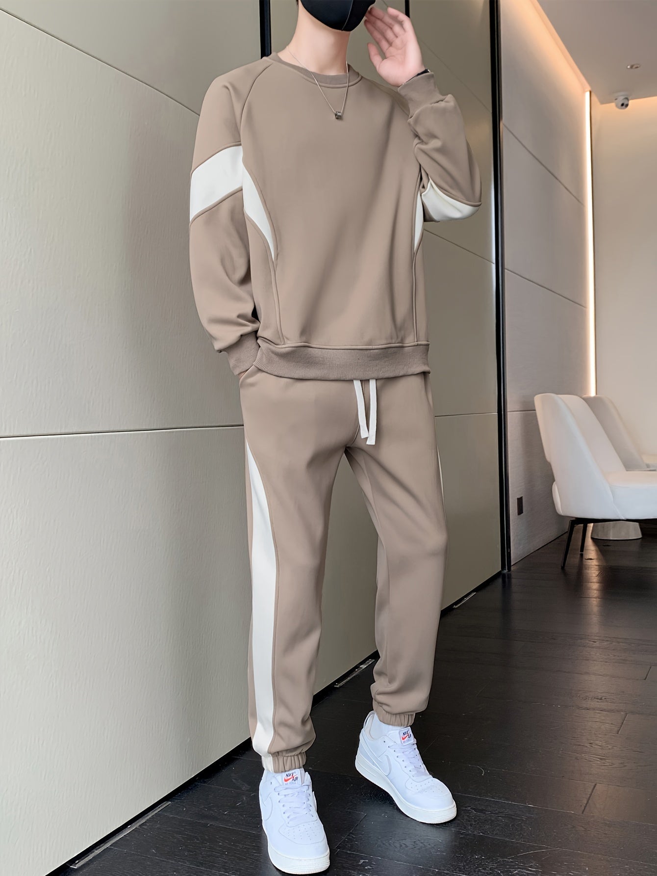 Lässiger Leichter Bequemer Baumwolle Trainingsanzug mit Jacke und Kordelzughose für Herren | Perfekt für Outdoor-Aktivitäten