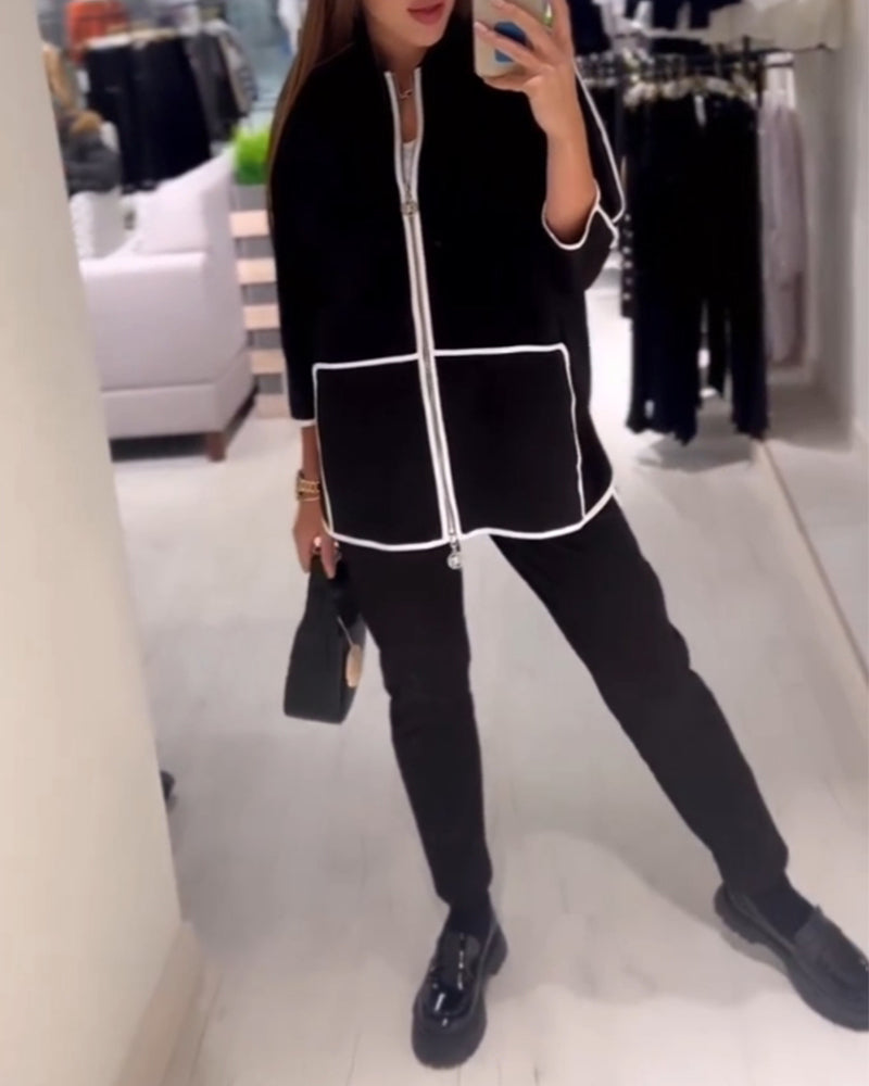 Belina™ - Mantel mit Reißverschluss in Kontrastfarbe