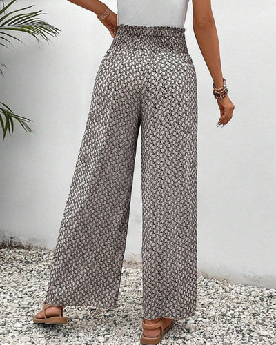 Damen Sommerhose mit weitem Bein und geometrischem Muster