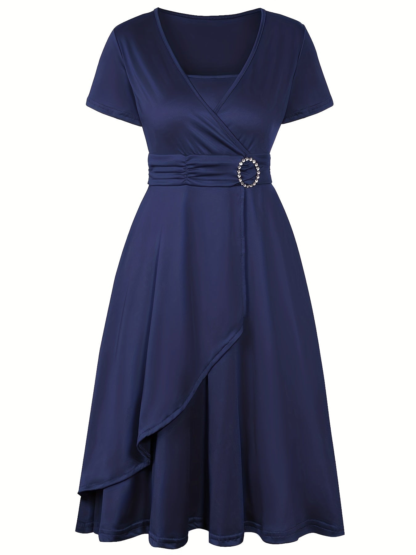 Stilvolles Baumwollkleid mit schmaler Passform, asymmetrischem Saum und Bindegürtel für Damen | Ideal für den Sommer