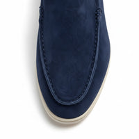 Sébastien | Herren Loafer Velours Mokassin Gummisohle Komfort Elegant in Blau
