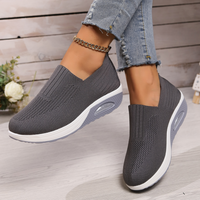 Hermina - Damen Slip-On Sneaker mit Strickstruktur in Grau