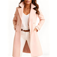 Camille - Eleganter Damenmantel mit Taschen in Pink
