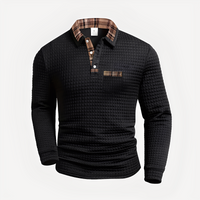 Morris - Stilvolles Langarm-Poloshirt in Schwarz
