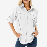 Atmungsaktive Wandershirt für Damen | Lange Ärmel in Weiß