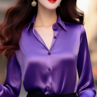 Elegantes Satin-Hemdblusenshirt für Damen | Lange Ärmel in Lila