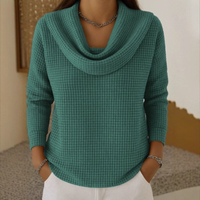 Danela – Eleganter Pullover Mit Wasserfallausschnitt in Grün