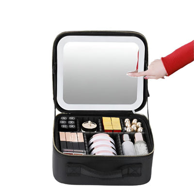Fudus - Tragbare Kosmetiktasche mit LED-Licht und Spiegel