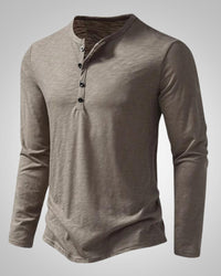 Peter | Herren Slim Fit Langarm Henleyshirt in Khaki