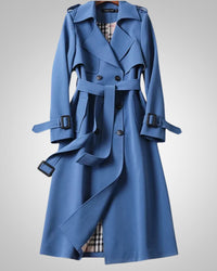 Elisabeth | Damen Klassisches Karomuster Trenchcoat in Blau