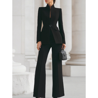 Constance | Damen Hosenanzug Stehkragen Blazer Loose Fit Modern Elegant in Schwarz