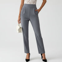 Léa | Damen Hose Hoher Bund Cropped Elegant Modern Business Chic in Grau