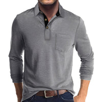 Marty - Komfortables Herren-Poloshirt mit langen Ärmeln in Grau