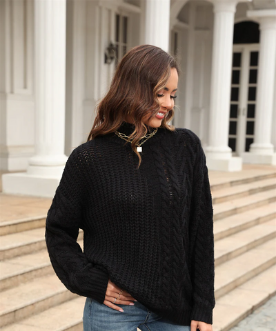 Ladyna | Damen Kabelgebreide Coltrui – Gemütlicher Dicker Pullover