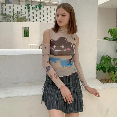 Bruss® | Transparentes Langarmshirt mit abstraktem Print