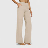 Nadine | Damen Lounge Hose Weit Stretchbund Komfort Casual Zuhause in Creme