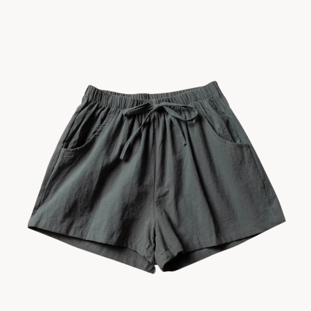 Elore | Schräge Taschen Leinen Shorts