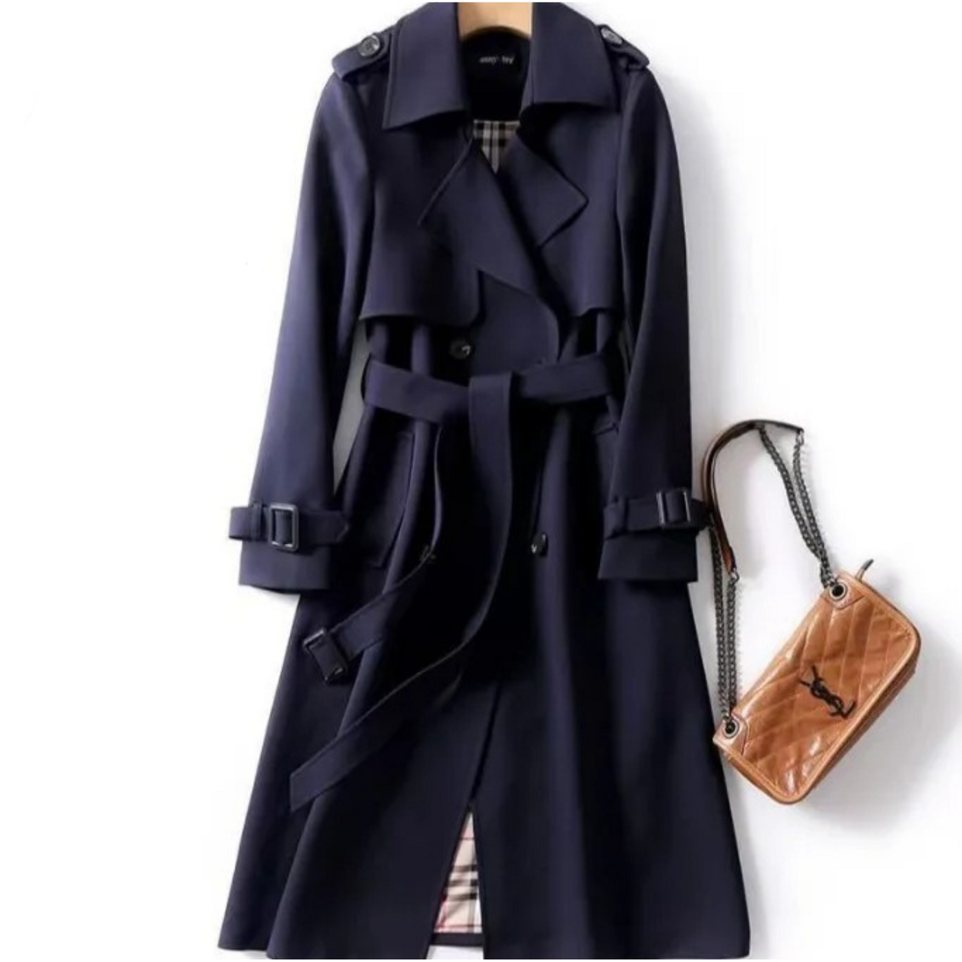 Eleganter Langer Trenchcoat mit Schnürung für Damen | Ideal für den Winter