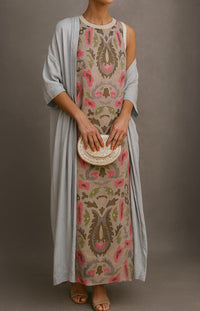 CORVALISSE - Elegantes Maxikleid mit passendem Schal in Helllila
