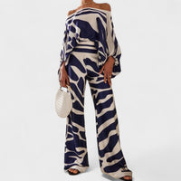 Céline | Damen Festlicher Sommer Midi Zweiteiler Elegant Koordiniert in Blau
