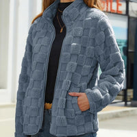 Valentine - Karierte Winterjacke für Damen in Blau