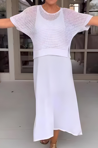 NORMA - Sommerkleid mit Strickoberteil in Weiß