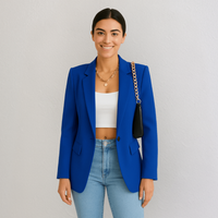 Charlotte | Damen Blazer Tailliert Revers Elegant Business Professionell in Blau
