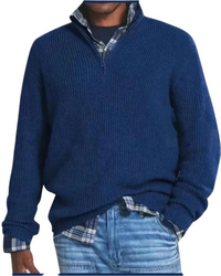 Diego | Sportiver Strickpullover mit Reißverschluss in Dunkelblau