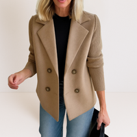 Martine™ | Elegante Jacke mit Strickärmeln in Braun