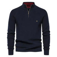 Gianni - Stilvoller Zip-Up Pullover in Marineblau