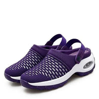 Henrike - Damen Slip-On Sneaker mit Mesh und Riemen in Lila