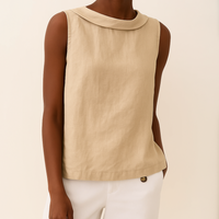 Franziska | Damen Ärmelloses Top Rollkragen Locker Modern Casual Urban in Beige