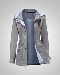 Anneliese | Damen Kapuze Kordelzug Regenjacke in Grau