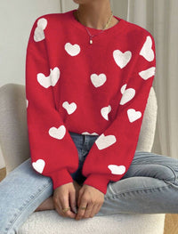 Herzgestrickter Pullover für Damen im lässigen Stil - Lumezia in Rot 2